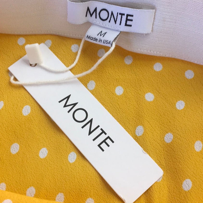 Monte/“Spritzer Bias”Sunflower Yellow & White Polka Dot Midi Skirt/ Nwt — image 6 of 8